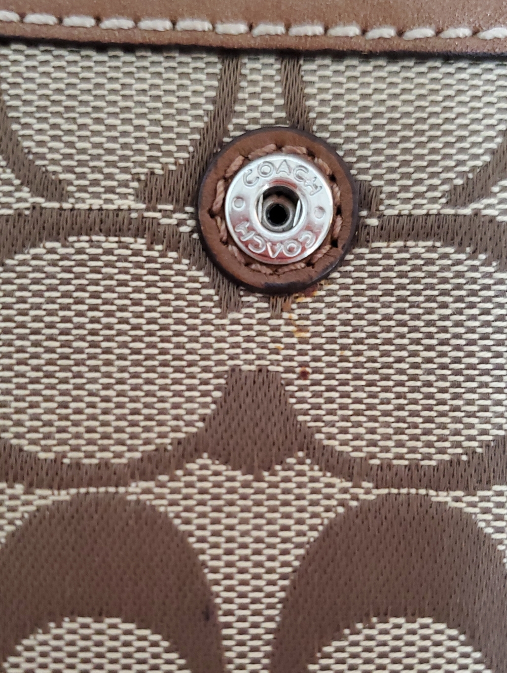 Coach Signature Turnlock Long Wallet Khaki Brown Canvas Leather Y2K EUC - Picture 14 of 17